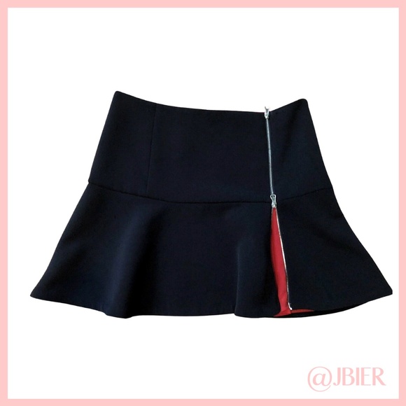 Thakoon Zipper Ponte Flared Hem Fluted Silk Mini - Picture 2 of 10